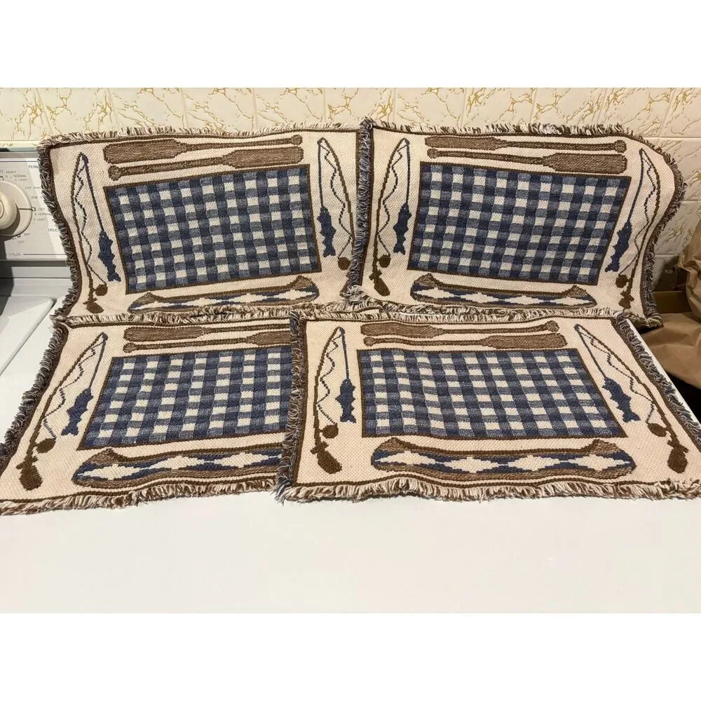 lot of 4 tapestry knit cabin placemats